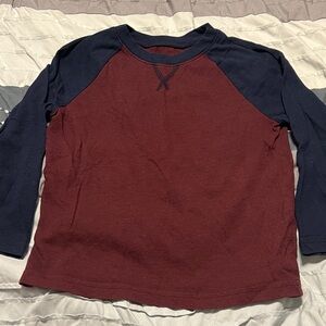 3T Boys jumping beans essential tee Burgundy & Navy long sleeve